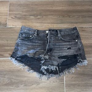 We The Free Charcoal Frayed Jean Shorts